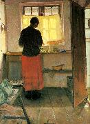 Anna Ancher pigen i kokkenet oil painting artist